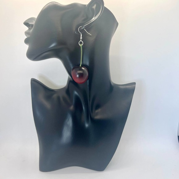 Cherry Earrings - Large Fruit Earrings - Oversized Earrings - Statement Earrings - Picture 8 of 10